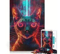 Ancient Cat Ritual Jigsaw for Teenagers1000 Pieces Mental Boost Game Burr Free Clean Cut Pieces Easy to Learn Family Enjoyment (38x52cm)
