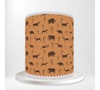 Ancient Cave Paintings Hunters Elephants Deer Wild Animal Silhouettes Wrap Around Print A4 Edible Paper Icing Sheet Cake Topper Side Ribbon Border Decor for Personalised Themed Decorations