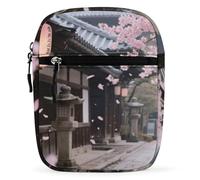 Ancient Cherry Blossom Temple Crossbody Bag Unisex,Sling Bag with Adjustable Strap And Zip,Shoulder Bags for Work Travel