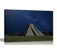 Ancient Chichen Itza Pyramid Mexico Canvas Prints Famous Landmark Wall Art Pictures For Living Room Home Office Framed Temple Artwork 30 x 20cm (12 x 8 inches) A4