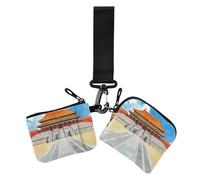 Ancient China Cartoon Women's Dual Wallets Business Card Cases Slim Detachable Identity Card Protector with Zipper Pocket for Work Travel 2 Packs, ancient China cartoon, One Size, Casual