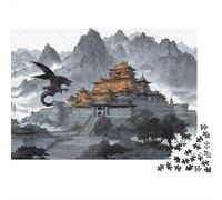 Ancient Chinese Architecture Black Dragon 1000 Piece Jigsaw Puzzle Paper Adult Relaxation Focus Home Gift 52x38cm/1000pcs
