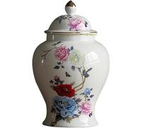 Ancient Chinese Ceramic Ginger Jar Vase for Home Decor, Oriental Chinoiserie Ceramic Ginger Jars Vase with Lid Temple Jar(D) (A)