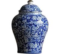 Ancient Chinese Ceramic Ginger Jar Vase for Home Decor, Oriental Chinoiserie Ceramic Ginger Jars Vase with Lid Temple Jar(D) (C)