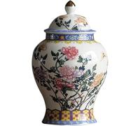 Ancient Chinese Ceramic Ginger Jar Vase for Home Decor, Oriental Chinoiserie Ceramic Ginger Jars Vase with Lid Temple Jar(D) (B)