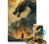 Ancient Chinese Dragon 1000 Piece Jigsaws for Adults Mental Improve Play Laser Cut for Flawless Fit Family Fun Night Activity (38x26cm)