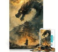 Ancient Chinese Dragon 1000 Piece Jigsaws for Adults Think Training Play Tight Lock No Loose Pieces Unique Gift for Stress Relief (38x52cm)