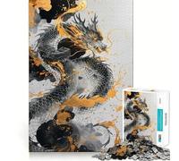 Ancient Chinese Dragon Jigsaw Puzzle 1000 Piece Cognitive Fun Play Precise Interlock Structure Bonding Activity for Loved Ones (50x75cm)