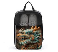 Ancient Chinese Dragon Shoe Bag Breathable Mesh Printed Footwear Organizer Lightweight Carry Sack for Travel Luggage Business Trip Daily Shoe Packing