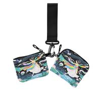 Ancient Chinese Fairy Peach flower Dual Coin Purse Credit Card Holder Wallet Cute Fashion Women's Money Organizers with Zipper Pocket for Ladies 2 Pcs porta tarjetas de crédito, ancient Chinese fairy