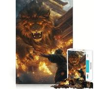 Ancient Chinese Gold Lion Adult Jigsaw1000 Pieces Cognitive Train Game Tight Interlock No Gaps Calming Mental Break Activity (38x52cm)