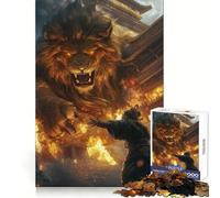 Ancient Chinese Gold Lion Jigsaw 1000 Pieces for Teenagers Mind Power Quiet Enjoyment Uniform Edges Holiday Treat (50x75cm)