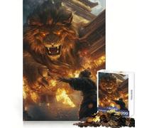 Ancient Chinese Gold Lion Jigsaw Puzzle 1000 Piece for Teenagers Clear Thinking Relaxing Pastime Firm Interlock Perfect Present (38x26cm)