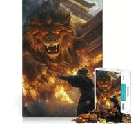 Ancient Chinese Gold Lion Jigsaw Puzzle1000 Pieces Brain Boosting Play Zero Gap Cozy Indoor Entertainment for All (50x75cm)