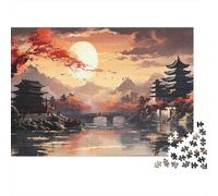 Ancient Chinese Landscape 100% Recycled Cardboard Sunset 1000 Piece Jigsaws for Adults Brain Development Classic Games 52x38cm/1000pcs