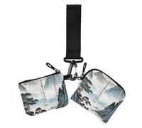 Ancient Chinese Landscape Painting Women's Change Wallet Card Cases Small Detachable ID Card Holders Protector with Wristlet Strap for Women 2 Packs, Ancient Chinese landscape painting, One Size,