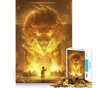 Ancient Chinese Lion King Jigsaw Puzzle 1000 Piece Mental Fun Game No Gap Tight Fitting Design for Family Gatherings (50x75cm)