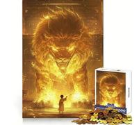 Ancient Chinese Lion King Puzzle for Teenagers 1000 Pieces Brain Teasing Soothing Hobby Solid Lock Thoughtful Gift (50x75cm)