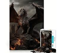 Ancient Cinematic Dragon Jigsaw Puzzle 1000 Piece Mental Exercise Fun Seamless Fit Precise Pieces Engaging Way to Pass Free Hours (38x52cm)