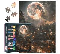 Ancient City 1000 Pieces Puzzles for Adults Full Moon Glowing Windows Puzzle Art for Wall Art Intelligence Ancient City at Night Jigsaw Puzzles for Adults Family Indoor Games 27.5"X19.7"
