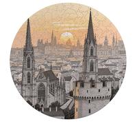 Ancient City Skyline Personalized Jigsaw Puzzles, 195Pcs Custom Wooden Jigsaw Puzzle Round Puzzle Gift Adult