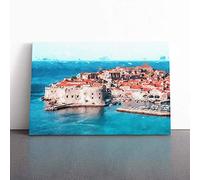 Ancient City Walls of Dubrovnik in Croatia | Canvas Wall Art Print | Framed & Ready to Hang Picture | Modern Home Decor for Living Room, Bedroom, Kitchen or Office | 24x16 Inches