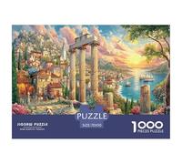 Ancient Cityscape Fun And Challenging Family Game 1000 Pieces Puzzle -Coastal Ruins (colorful Scene) for Adults Kids Great Gift Idea70x50cm/1000pcs