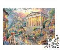 Ancient Cityscape With Dog 1000 Piece Jigsaw Puzzle for Women, Men Greek Temple Brainteasing Jigsaws Challenge Games Creativity & Gift Giving 70x50cm/1000pcs