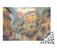 Ancient Cityscape with Dog Challenging 1000Pc Jigsaw Puzzle for Adults & Kids | Family Game Beagle by A Cozy House Educational 38x26cm/1000pcs