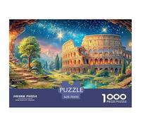 Ancient Colosseum Under Starry Sky, Lush Nature 1000-Piece Jigsaw Puzzle Fantasy Architecture Classic Educational Game for Family Puzzle Time 70x50cm/1000pcs