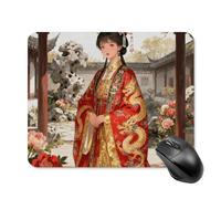 Ancient Costume Mouse Pad Cute Square Mouse Mat Leather Non-Slip Rubber Base Mousepad Waterproof Computer Mouses Pad for Laptop Wireless Mouses Keyboard Home Office 20 * 25cm