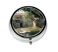 Ancient Courtyard Bloom Unique Customized Pill Organizer - 7 Day AM PM Travel Pill Box with Full Print Design - Iron Plating Mini Medicine Organizer