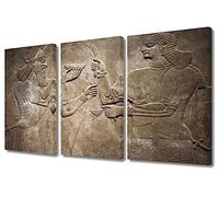 Ancient Culture Canvas Wall Art Babylonia and Assyria Sculpture Painting Wall Decorations Mesopotamia Pictures Paintings on Canvas Wall Art 3 Piece Wall Pictures Framed Ready to Hang (12x24 inch x3)
