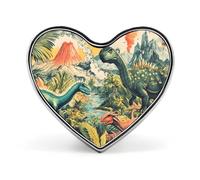 Ancient Dinosaurs Prehistoric Volcanoes Badge Pin Brooch Heart Shape Button Aluminum Decor for Backpacks Hats