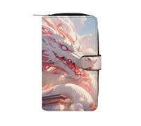 Ancient Dragon and Buildings Casual Leather Wallet for Men Women Classic Zipper Pocket Credit Card Coin Purse with ID Window