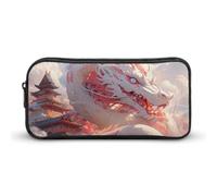 Ancient Dragon and Buildings Cute Pencil Case Large Capacity Portable Zippered Pen Pouch Bag for Office Unisex