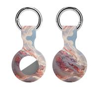 Ancient Dragon And Buildings Trendy GPS Cases Holder with Key Chain Ring Portable Protective Covers Compatible with Airtag