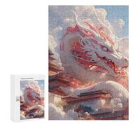 Ancient Dragon And Buildings Wooden Jigsaw Puzzles for Adults Vertical Challenge Intelligent Picture Puzzle Games Gift for Family