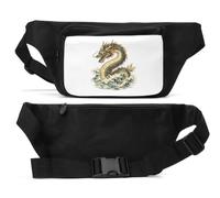 Ancient Dragon Emerging Through Ocean Waves Unisex Waist Bag Black