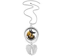 Ancient Egypt Anubis Art Pattern Pendant Angel Wings Rotating Necklace Jewelry