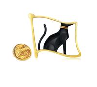 Ancient Egypt Black Cat Pattern Golden Metal Flag Lapel Pin Badge