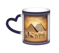 Ancient Egypt Coffee Mug with Handle 11 Oz, Color Changing Cups In The Sky, Heat Sensitive Magic Funny Art Mug, Unique Coffee Tea Cup Porcelain Mugs Gift for Women Men Blue