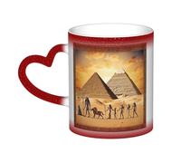 Ancient Egypt Coffee Mug with Handle 11 Oz, Color Changing Cups In The Sky, Heat Sensitive Magic Funny Art Mug, Unique Coffee Tea Cup Porcelain Mugs Gift for Women Men Red