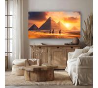 Ancient Egypt Desert Large Canvas Wall Art for Living Room Framed Scenery Architecture Wall Decor for Bedroom Ready to Hang Orange Abstract Artwork Gallery Poster 60x120 cm