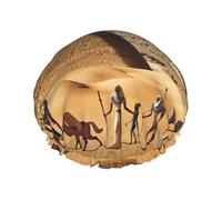 Ancient Egypt Double Layer Waterproof Shower Cap For Women, Reusable Bath Hat With Elastic Band, Keep Hair Dry For Shower And Skincare