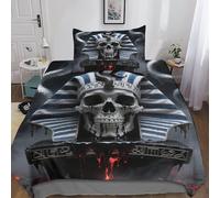 Ancient Egypt Duvet Cover Set 3D Pattern Printed Skull Bedding with Zipper Closure 3 Pieces Soft Boys And Girls Comforter Sets Single（135x200cm）