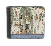 Ancient Egypt Egyptian Temples Retro Gods, Pharaohs Murals Leather Bifold Wallet Coin Purse Soft Stylish Credit Pass Case Card-Holder for Boy Girl Men Woman Money Storage