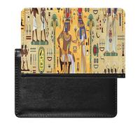 Ancient Egypt Egyptian Temples Retro Gods, Pharaohs, Murals Women's Passport Protector, Men's Passport Protector, PU Travel Passport Protector for Women Men Worker 5.8 x 3.9 x 0.4 inch
