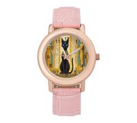 Ancient Egypt God Cat Women's Wrist Watch Easy Reader with Leather Strap Analog Display Wonderful Ladies Gifts