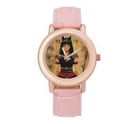Ancient Egypt Goddnes Hathor Women's Wrist Watch Fashion Alloy Quartz Watch with Strap Easy to Read